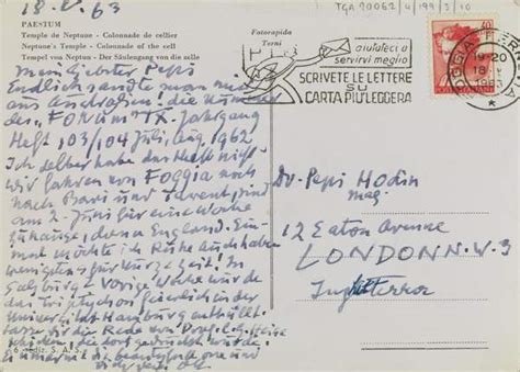 Postcard From Oskar Kokoschka To J P Hodin Oskar Kokoschka