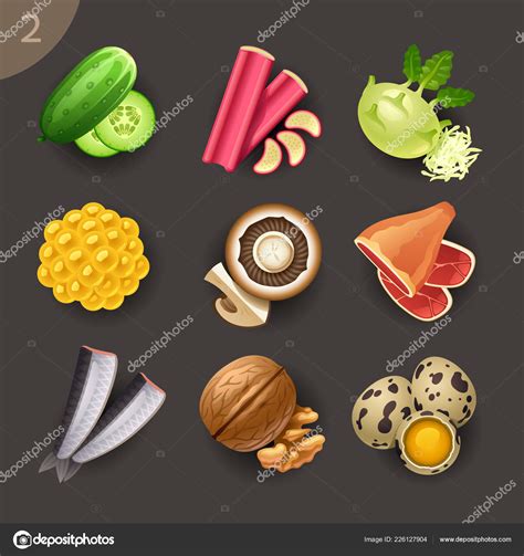 Set Cartoon Style Various Food Ingredients Stock Vector Image By ©kolopach 226127904