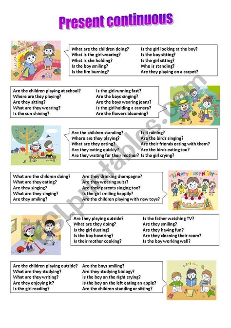 Present Continuous Easy Conversation Esl Worksheet By Marianax