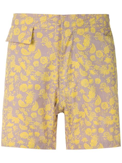 Amir Slama Floral Tactel Swim Shorts Yellow Farfetch Uk