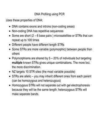 Dna Profiling Using Pcr Notes PDF