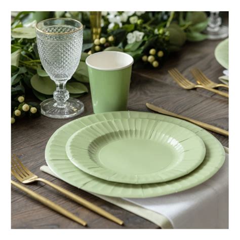 Assiette Jetable Biodegradable Vert Sauge Cm Diam Tre