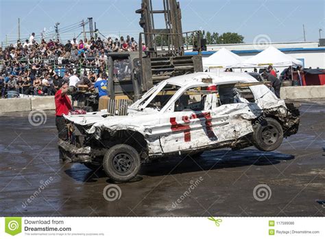 Wrecked Car Removed After Demolition Derby Editorial Photo Image Of