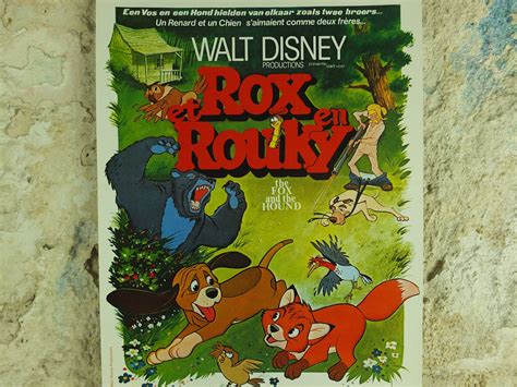 Original Vintage The Fox And The Hound Poster Walt Disney Rox Rouky