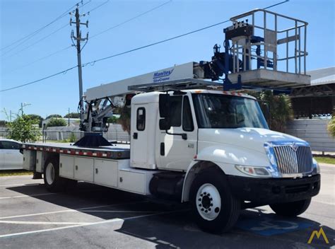 Manitex SX57 Sign Crane on 2006 International 4300 Sleeper Cab Flatbed ...