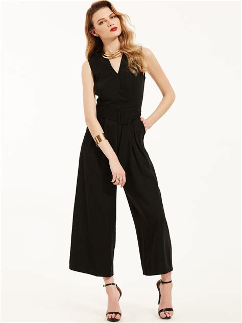 Black Slip Jumpsuit Sexy Cross Low Back Women Summer Jumpsuits 2018 Loose Full Length Sleeveless