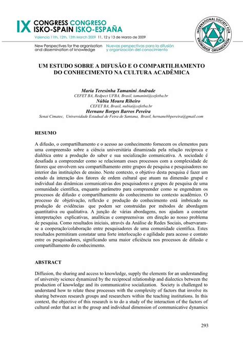 Pdf Um Estudo Sobre A Difus O E O Compartilhamento Do