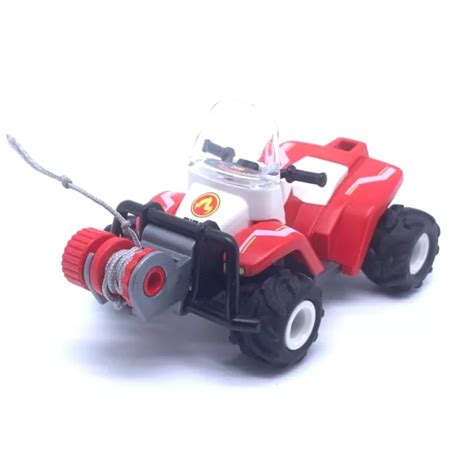 Playmobil Pompiers Quad Rouge De Sauvetage Secours Avec Treuil