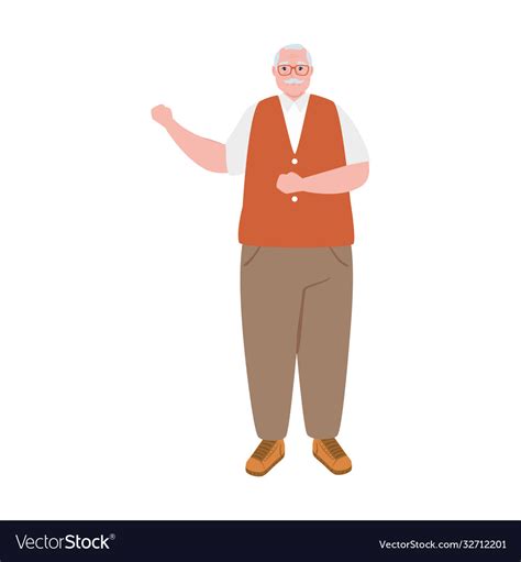 Cute Old Man Standing Grandfather Royalty Free Vector Image