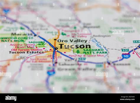 Tucson Arizona USA and surrounding areas Shown on a road map or Geography map Stock Photo - Alamy