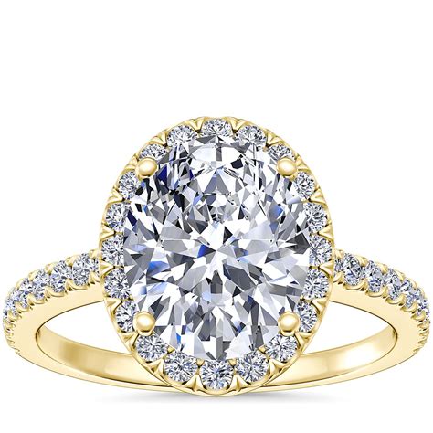 Oval Halo Diamond Engagement Ring In 14k Yellow Gold Blue Nile