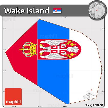 Free Flag Simple Map of Wake Island, flag rotated