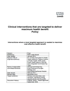 Fillable Online Leedssouthandeastccg Nhs Clinical Interventions That