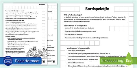 Bordspeletjie Graad 9 Projek Afrikaans EAT Teacher Made