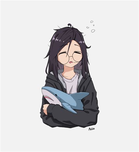 Safebooru 1girl Androgynous Artist Name Artist Self Insert Black Hoodie Closed Eyes Commentary