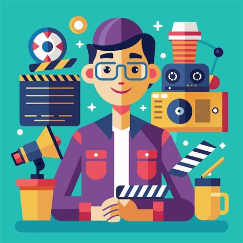 Producer Vector Illustration Flat Style Media Production Professional