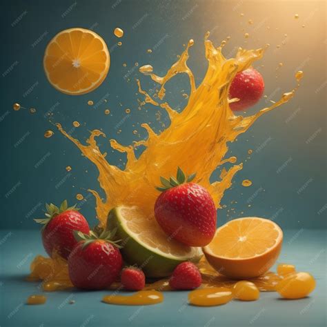 Premium AI Image | A fruit splashing in a orange juice splash