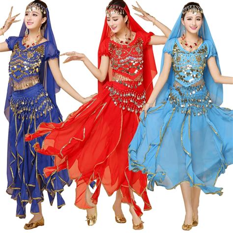 4pcs Belly Dance Costume Bellydance Triba Gypsy Indian Dress Belly Dancing Clothes Belly Dancing