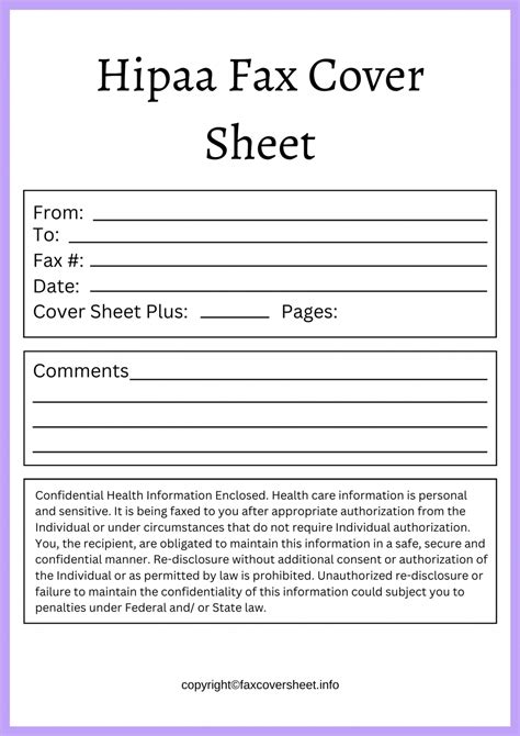 HIPAA Fax Cover Sheet Templates Printable In PDF Word