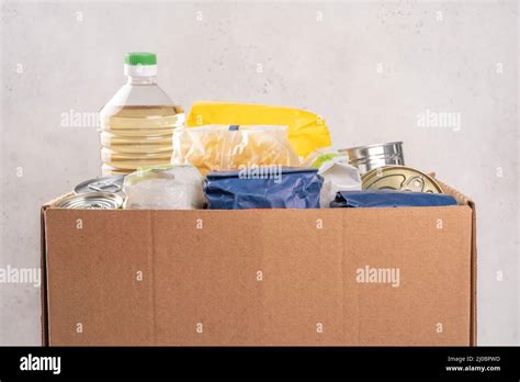 Donation Box With Food Humanitarian Aid Stock Photo Alamy