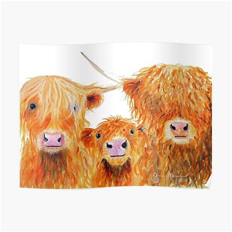 WE 3 COOS HiGHLaND CoWS By SHiRLeY MacARTHuR Poster By ShirleyMacA