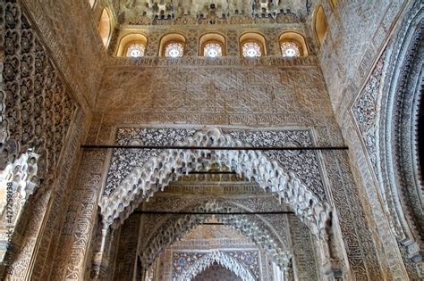 The ancient pattern on the ceiling and wall. decorated inside Reales ...