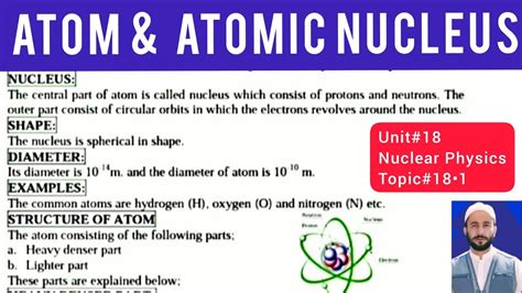 Atom And Atomic Nucleus Structure Of Atom Physics Class 10th