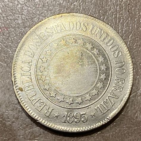 Moeda do Brasil 200 réis 1893 REVERSO INVERTIDO