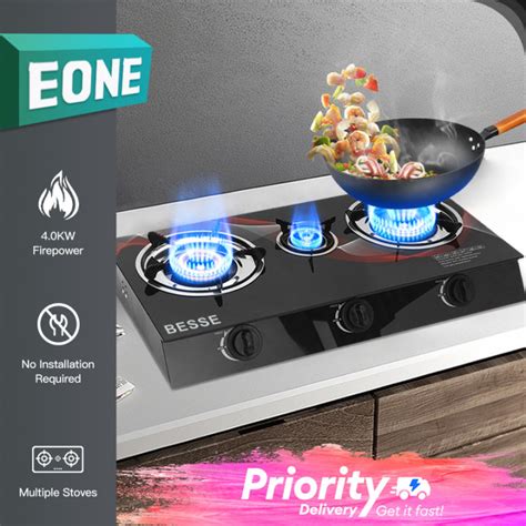 Eone Gas Stove Double Burner Burner Kw High Power Tempered Glass