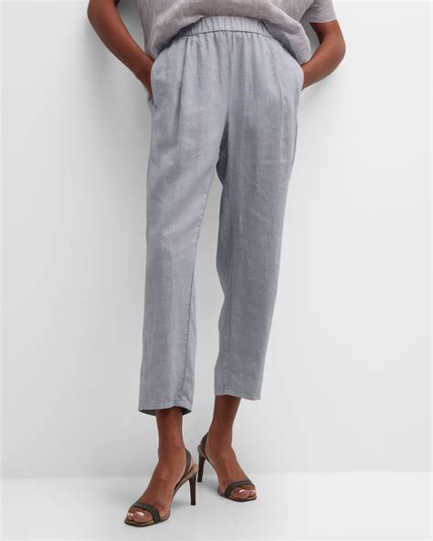 Eileen Fisher Petite Pleated Garment Dyed Linen Pants Neiman Marcus