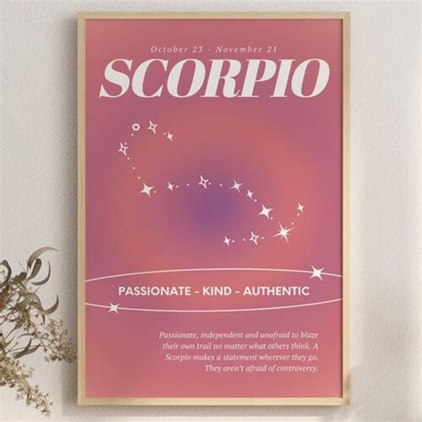 Scorpio Wall Art Zodiac Poster Scorpio Gift Star Sign Etsy