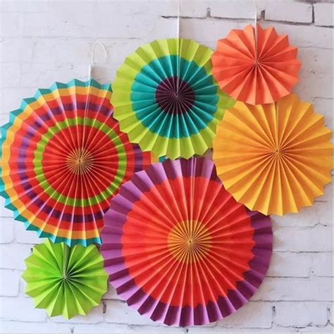 6 Pcs Fiesta Paper Fan Hanging Decorations Home Birthday Wedding Party ...