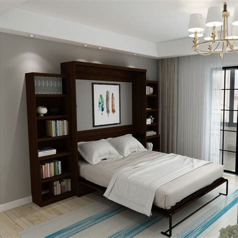 Brentwood Queen Bookcase Murphy Bed | Queen murphy bed, Murphy bed, Upholstered panel bed