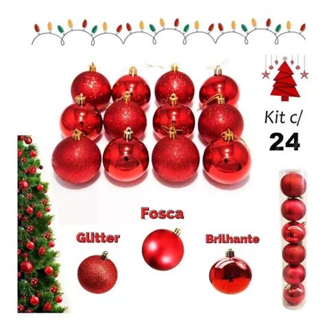 Kit 24 Bolas Natalinas 5cm Enfeite Pendente Árvore De Natal MercadoLivre