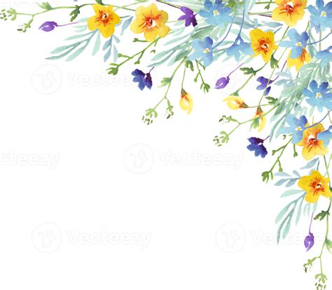 Wildflowers Frame Watercolor Clipart Png