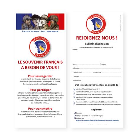 Bulletin dadhésion La boutique du Souvenir Français