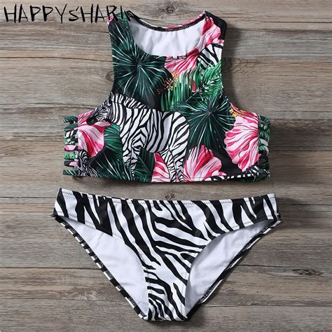 Buy Happyshark 2018 Plus Size Zebra Pattern Swimsuit