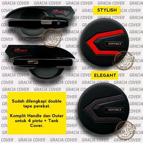 Paket All New Brio Cover Handle Outer Dan Tank Cover Stylish Black Doff