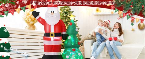 Xakay 7ft Christmas Inflatable Santa Claus With Christmas Tree Giant