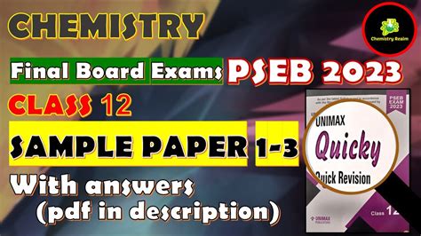 Chemistry Unimax Sample Papers Class 12 Pre Boards And Board 2023