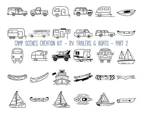 Premium Vector Set Of Linear Icons Of Camper Trailers Part 2