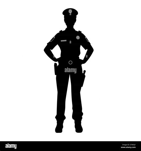 Female Police Officer Silhouette Police Officer Woman Black Icon On