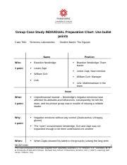 Sue Individual Preparation Chart Docx Group Case Study Individual