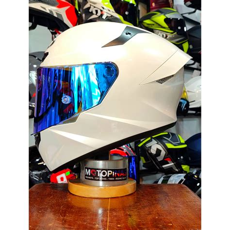 Kyt Tt Course Plain White Fullface Helmet Single Visor And Iridium Lens