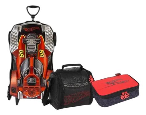 Kit Mochila Malinha Infantil Hot Wheels Tam G D Alto Relevo