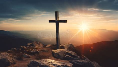 Cross of Jesus Christ on a Background with Dramatic Stock Illustration ...