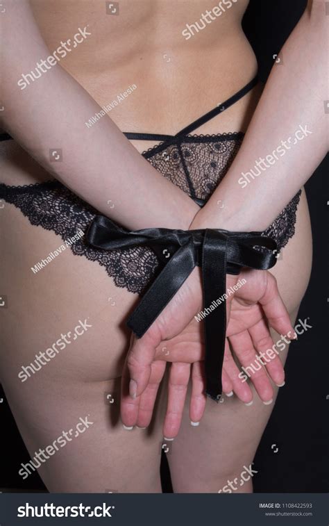 Sexy Young Woman Black Lingerie Stand库存照片1108422593 Shutterstock