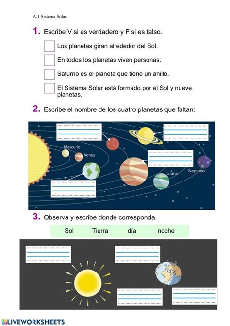 Ejercicio Online De El Sistema Solar Para Primero De Primaria Puedes Hacer Los Ejercicios