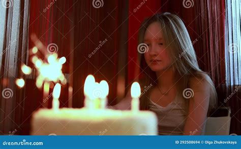 Candles on a Birthday Cake and a Happy Birthday Girl. Stock Footage ...