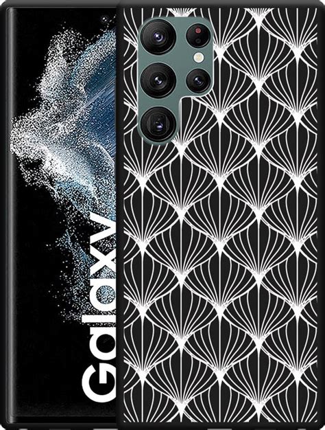 Hoesje Geschikt Voor Galaxy S22 Ultra Zwart White Abstract Pattern Bol